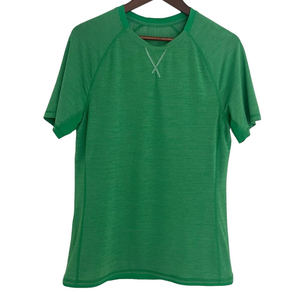 Lululemon T Shirt Large L Mens Green Short Sleeve Crew Neck